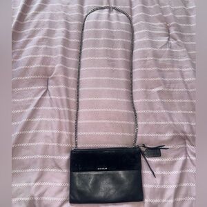 ‼️SOLD‼️ 
COACH | Black Leather and Suede Teri Crossbody Bag with Chain Strap